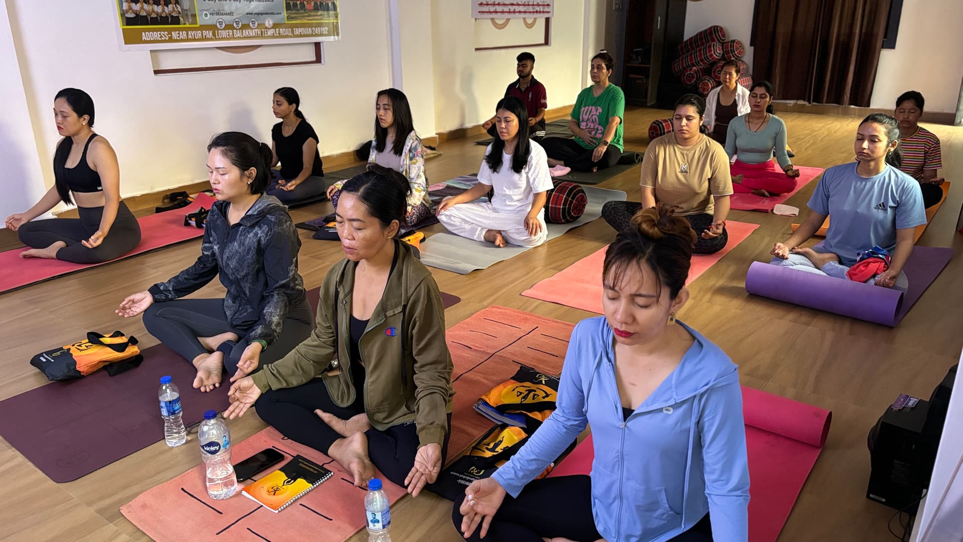 Students practicing yoga at Swaastik Yog School