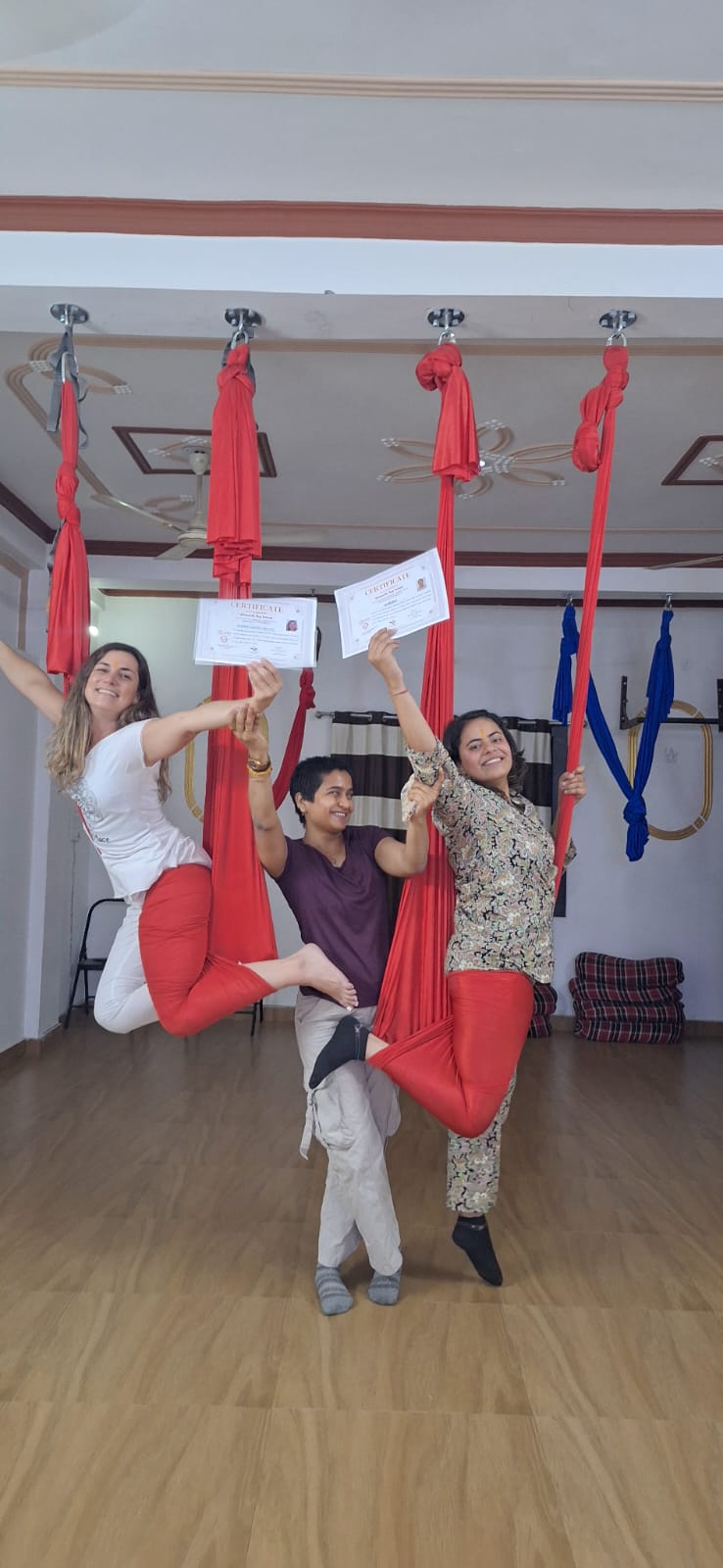 Aerial yoga stretching