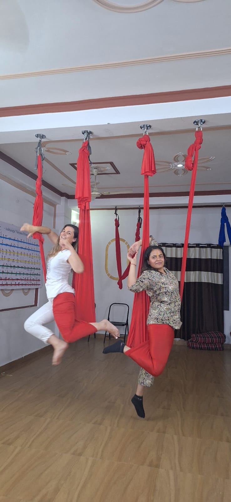 Aerial yoga happiness