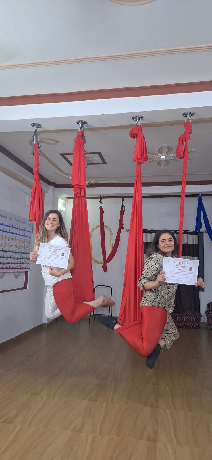 Aerial yoga peaceful