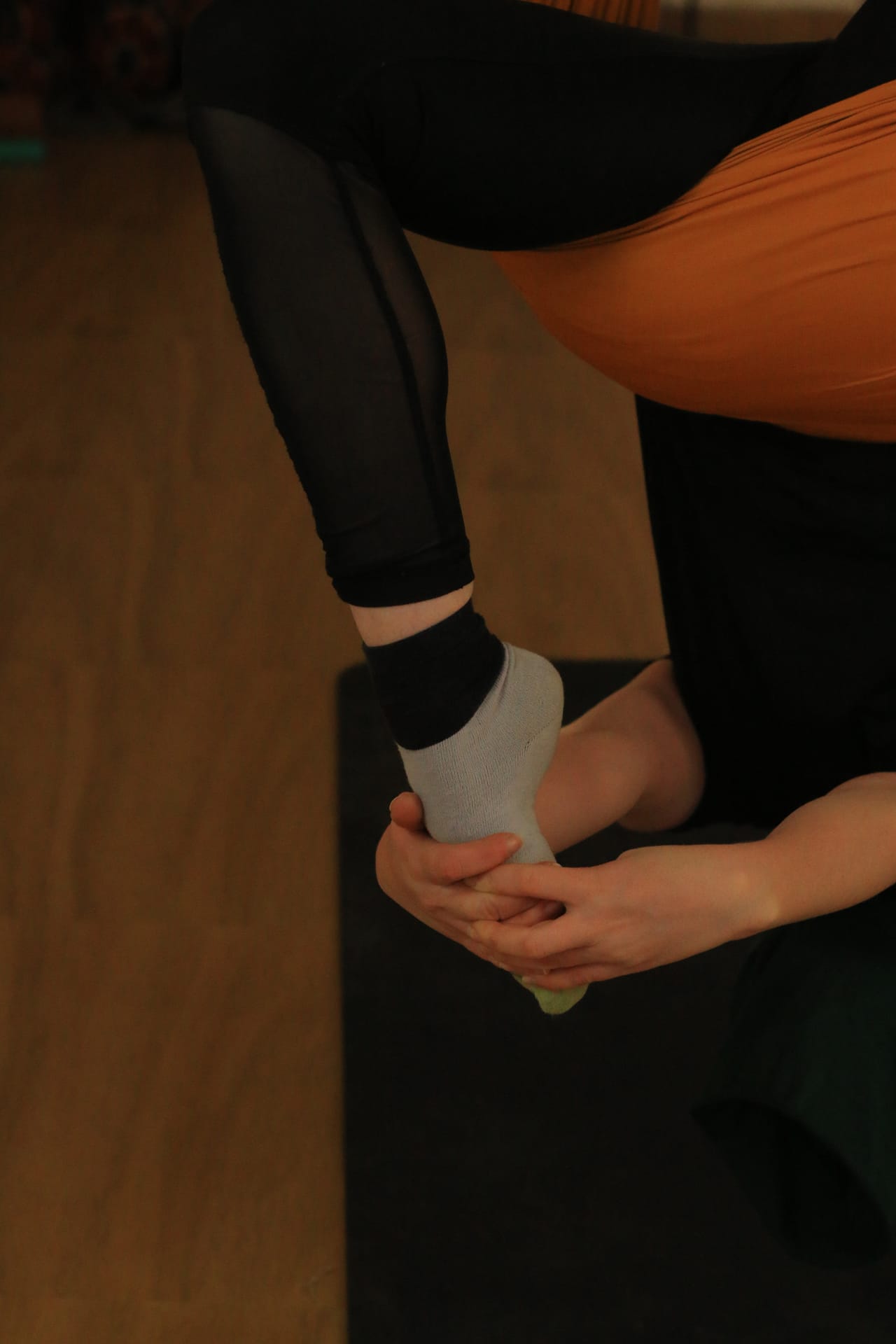 Aerial yoga balance pose