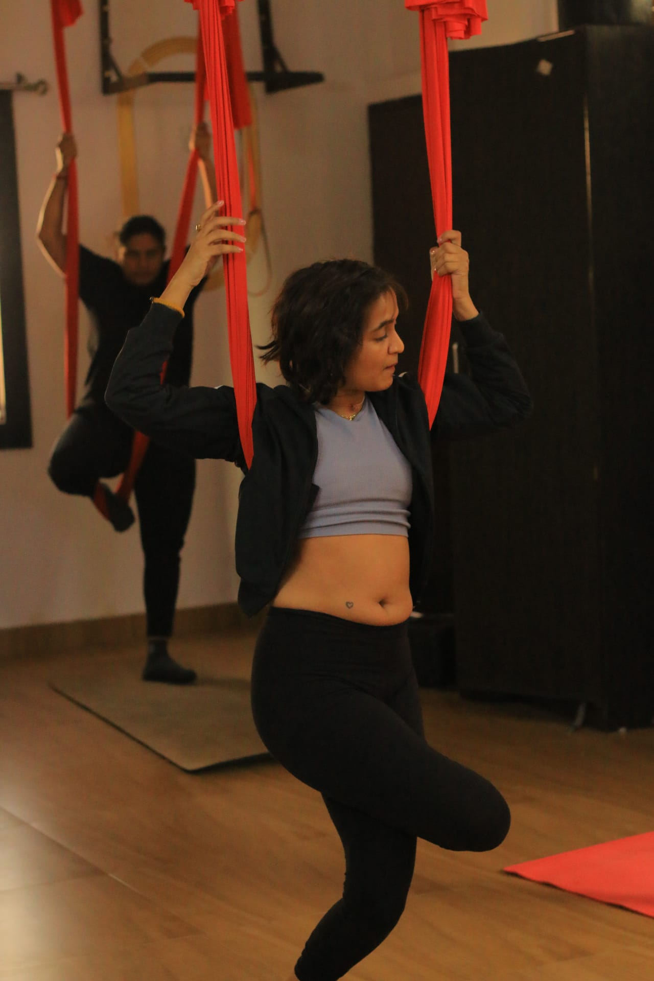 Aerial yoga backbend practice